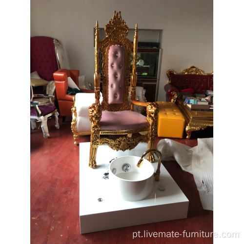 venda por atacado luxo ouro de ouro antique trono pedicure cadeiras